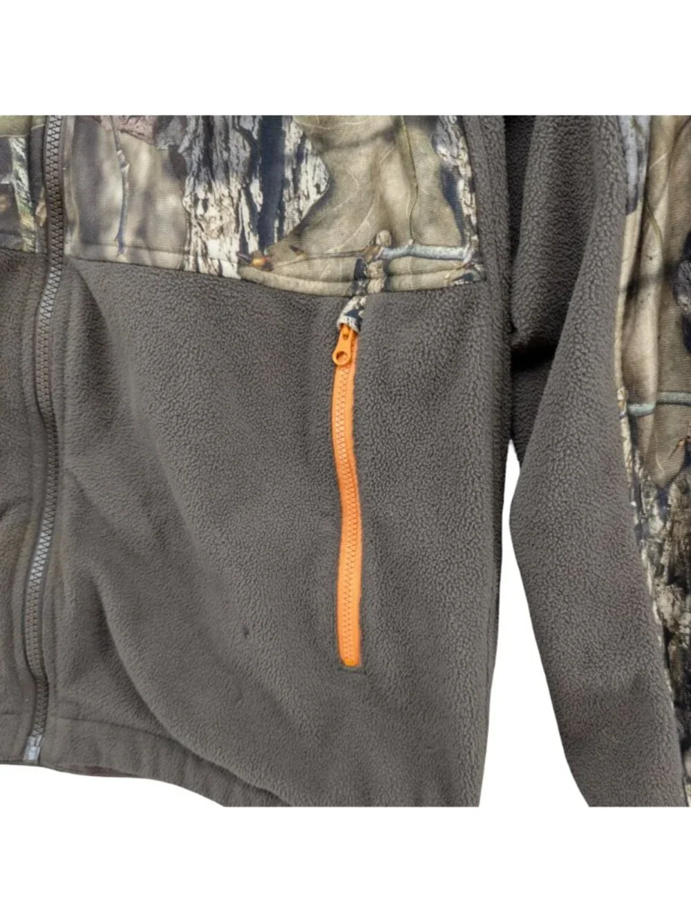 Field Stream Mossy Oak Jacket Boys Green Camo Full Zip Hooded Hunting Size XL